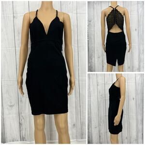 SHEIN SMALL Womens Black Lace Back Sleeveless Bodycon Mini Dress